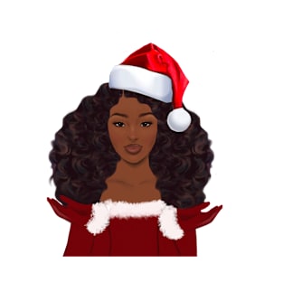 Afro Girl Santa Hat T-Shirt