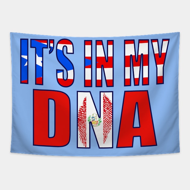 Puerto Rican And Peruvian DNA Flag Heritage Gift Tapestry by Just Rep It!!