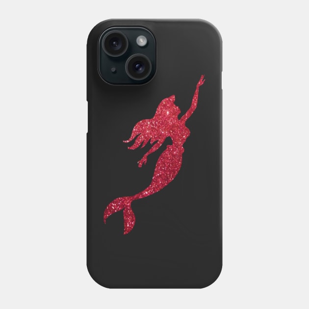 Red Faux Glitter Mermaid Silhouette Phone Case by Felicity-K