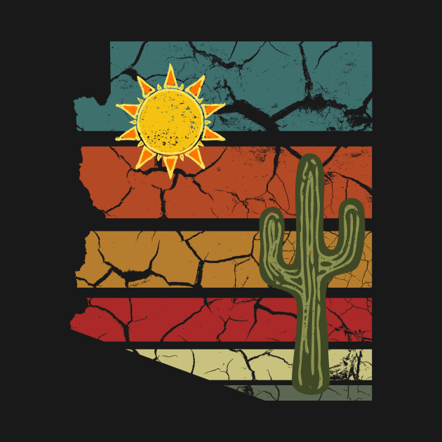 Retro Arizona with Sun and Cactus by Aunt Choppy