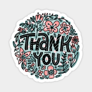 Thank You Doodles Flowers Magnet