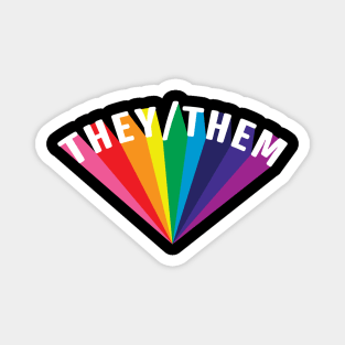 They/Them Pronouns Rainbow Burst Magnet