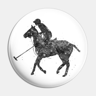 Polo rider black and white Pin