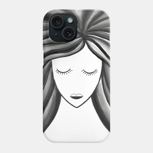 Empowered Lady in Black With Flowing Hair Phone Case by Artisy Artist 
