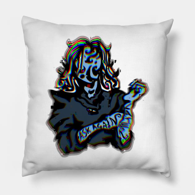 Ask Again Later. Glitchcore Cloud Blue Pillow by TheDoodlemancer