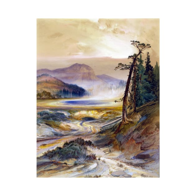 Excelsior Geyser, Yellowstone Park, Thomas Moran 1873 by rocketshipretro