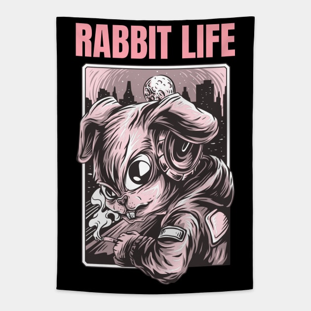 Rabbit Life Tapestry by Sanworld