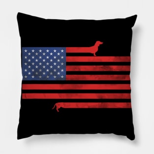 Dachshund American Flag 4th Of July Pillow