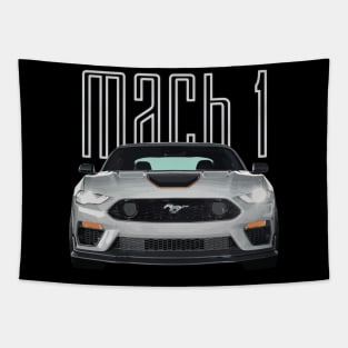 MACH 1 Mustang GT 5.0L V8 Performance Car Fighter Jet Gray STANCE Tapestry