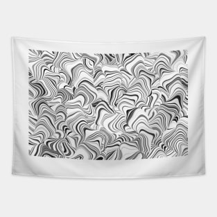 Paths, black and white abstract curvy lines design Tapestry