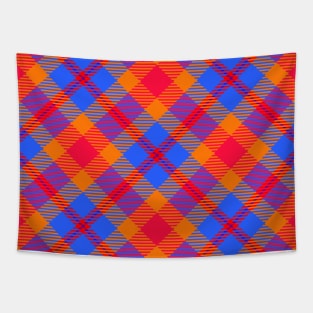 Blue, Red, & Orange Plaid Tapestry