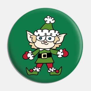 Happy Cartoon Christmas Elf Pin
