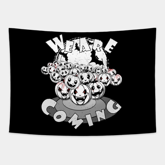 We are coming! Black and white Tapestry by GraphGeek