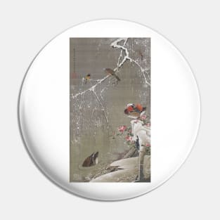 Ito Jakuchu: Mandarin Ducks in Snow (Setchu En-o-zu) Pin