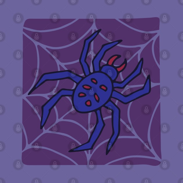 CREEPY POISONOUS SPIDER IN WEB Purple Blue Red from my Cabinet of Curiosities - UnBlink Studio by Jackie Tahara by UnBlink Studio by Jackie Tahara