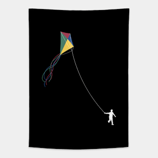 Kid Flying Kite - Children's Outdoor Play (white variant) Tapestry