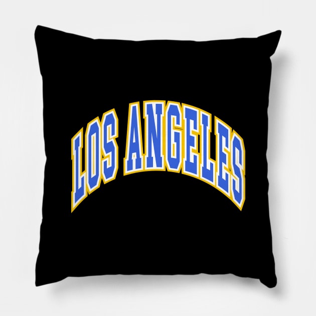 Los Angeles - Block Arch - Black Blue/Gold Pillow by KFig21