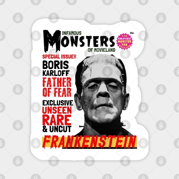 Vintage pulp horror magazine, Boris Karloff Frankenstein Magnet by Teessential