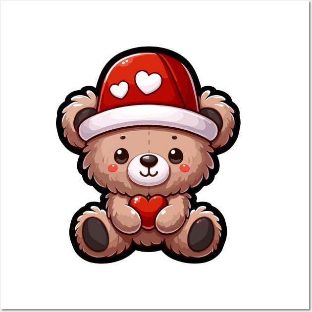 Cute Valentine's teddy Bear Holding a Heart - Teddy Bear - Posters