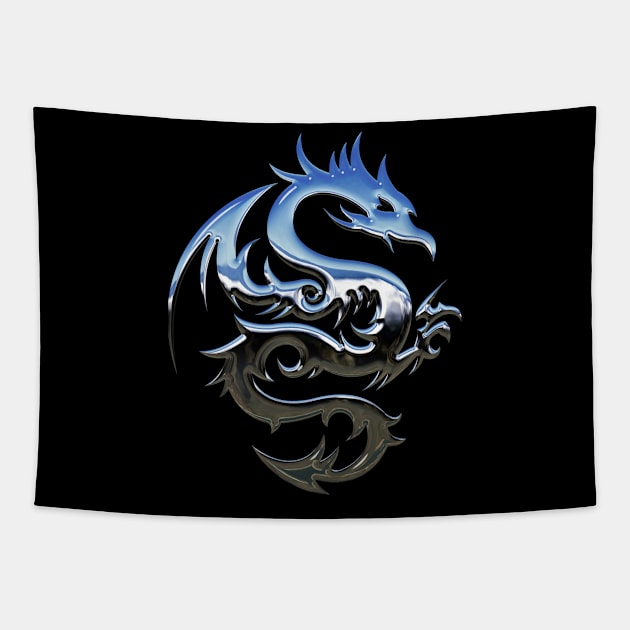 Chrome Dragon Tapestry by skycloudpics