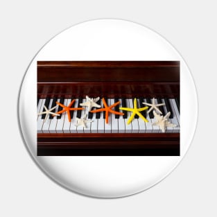 Starfish On Piano Keys Pin