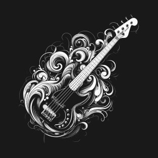 Artistic Bass Guitar Design T-Shirt