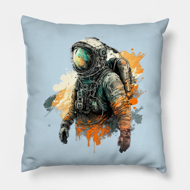 The Cosmic Graffiti: A High-Tech Hero in the Stars Pillow by Abili-Tees