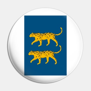 Leopard Pair ( blue background ) Pin