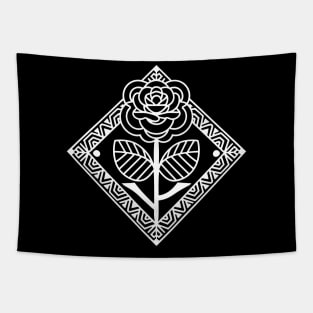 Line Art Rose 2 (White) Tapestry