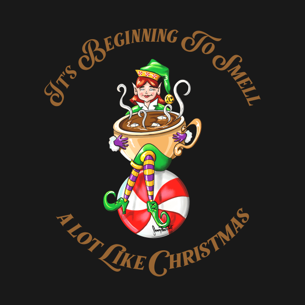 Christmas Coffee saying  or hot cocoa happy elf by SidneyTees