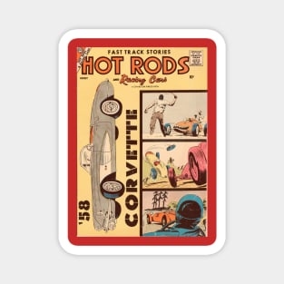 VINTAGE COMICS HOT RODS RACING CARS 50S Magnet