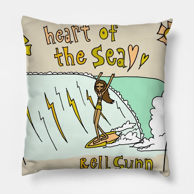 heart of the sea legend rell sunn retro surf art by surfy birdy Pillow by surfybirdy