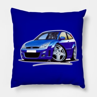 Ford Focus RS Blue Caricature Car Art Pillow