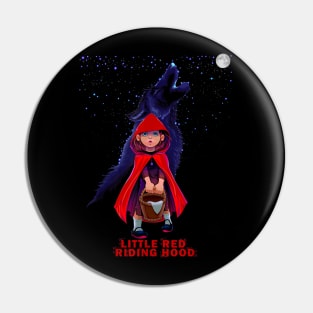 Little Red Riding Hood with Wolf at Moon Night Pin