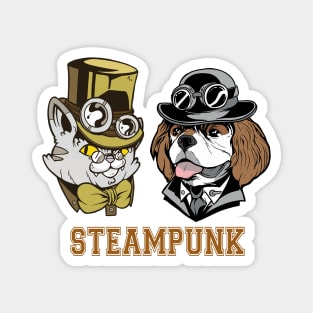 Steampunk Cat & Dog Magnet