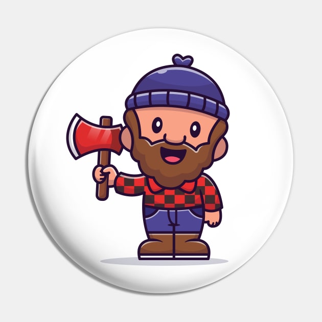 Carpenter Holding Ax Cartoon Pin by Catalyst Labs