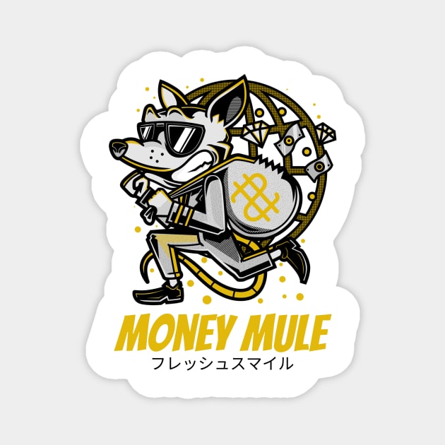 Money Mule Thief Funny Cartoon Characters Magnet by BradleyHeal