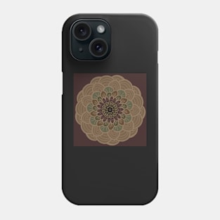 Graphic flower in beige-brown tones on brown background Phone Case