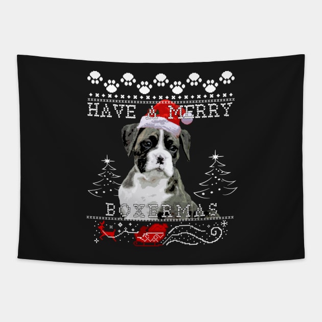 Brindle Boxer Dog Sweater for the Holidays Tapestry by 3QuartersToday