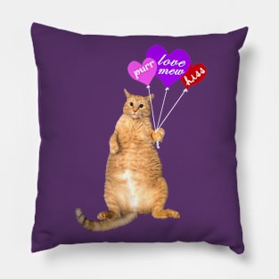 FOR DARK BACKGROUND: Valentine's Day Balloon Cat Pillow