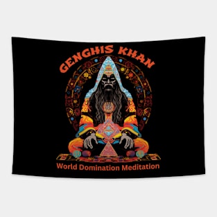 Funny Genghis Khan, World Domination Zen Meditation Tapestry