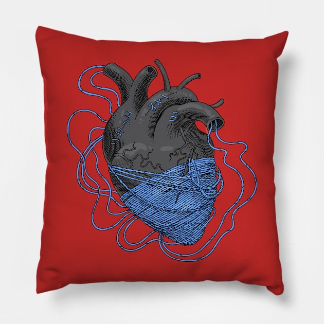 heart black tangled threads Pillow by Mako Design 