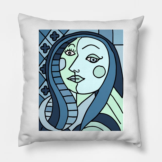 portrait cubism Pillow by MGphotoart