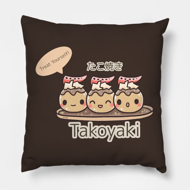 Cute Japanese Takoyaki Pillow by Pieartscreation