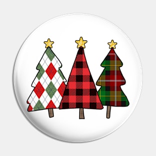 Plaid Christmas Trees Pin