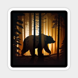 Forest with  Bear and Silhouette, Adventure Magnet