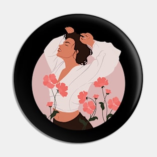 Free Woman Floral Design Pin