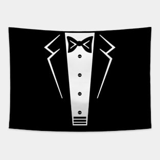 Man's jacket. Tuxedo. Weddind suit with bow tie. Tapestry