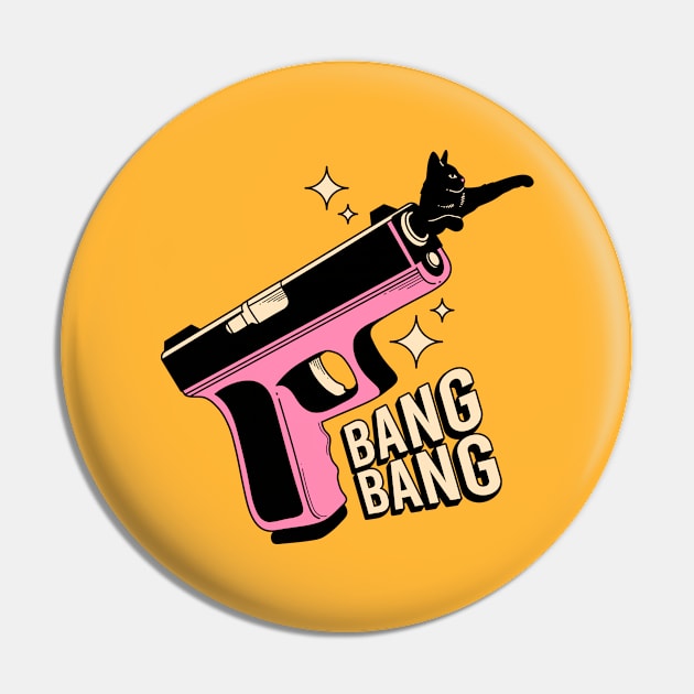 Bang Bang Black Cat in yellow Pin by The Charcoal Cat Co.