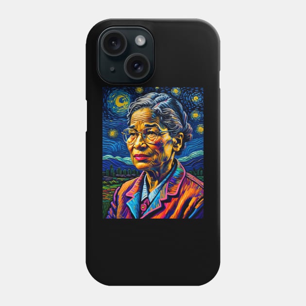 Rosa Parks in starry night Phone Case by FUN GOGH